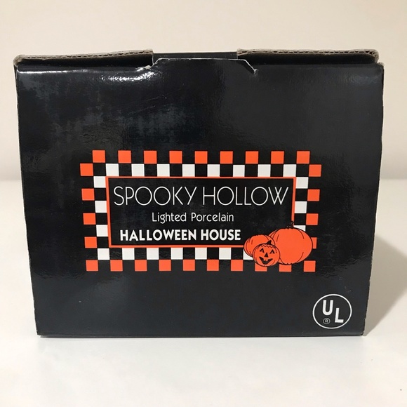 Vintage 1996 Spooky Hollow Lighted Porcelain Halloween House No Light and Cord - Picture 11 of 12